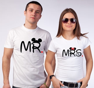 Футболки для мужа и жены Mr и Mrs микки - фото