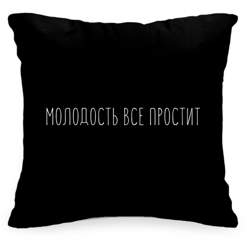 Подушка с фразой «Молодость все простит» - фото