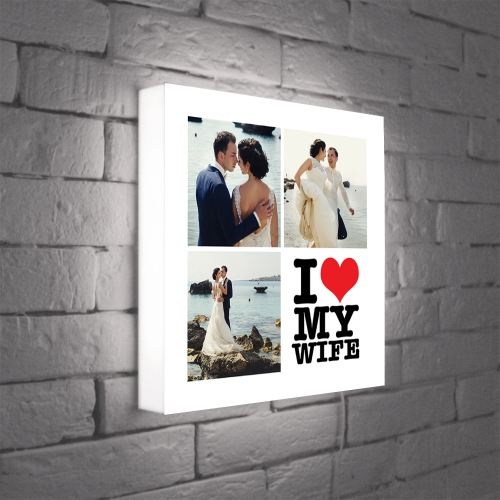 Светильник с Вашим фото «I love my wife» - фото