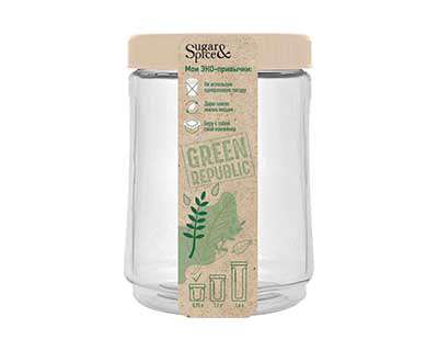 Банка для сыпучих продуктов SUGAR&SPICEI Green Republic 0,75л лён KSPT-М1090 - фото