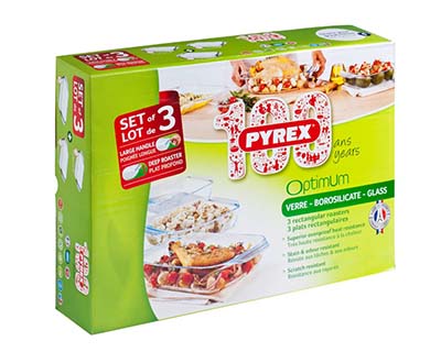 Набор из 3-х прямоугольных форм PYREX Optimum 31х20,35х23,39х25см KSPT-И9246 - фото