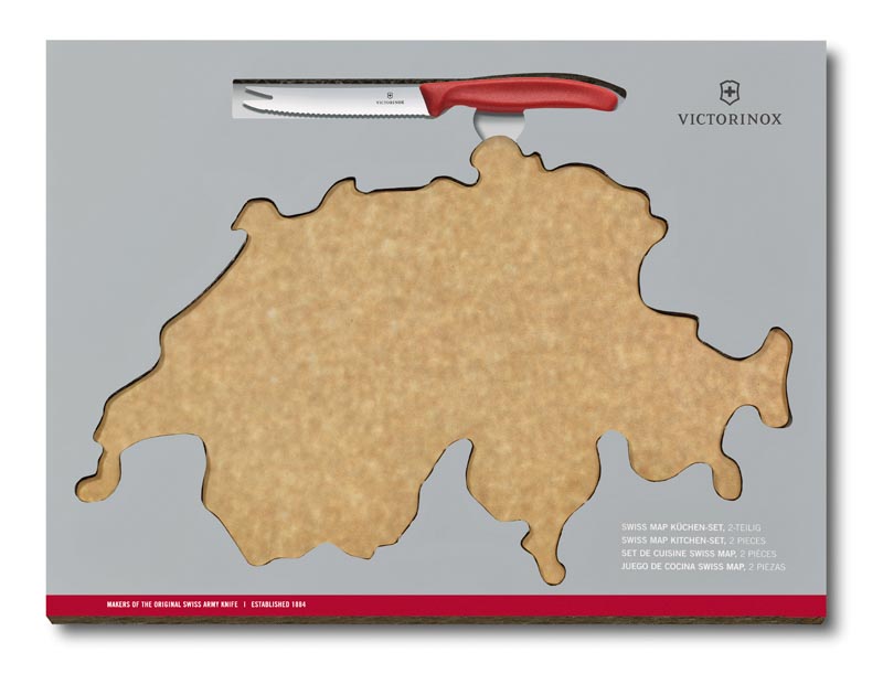 Набор Victorinox Swiss Map: нож для овощей и сыра Swiss Classic 11 см + разделочная доска Epicurean KSL-6.7191.CH - фото