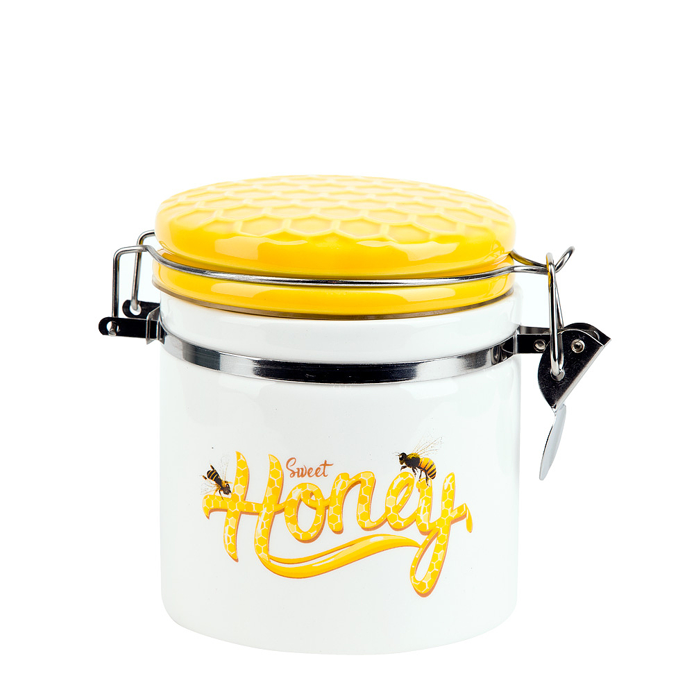 Банка для сыпучих продуктов (клипс) Honey 14,5*10*12см. v=480мл. (подарочная упаковка) KENG-L2520970 - фото