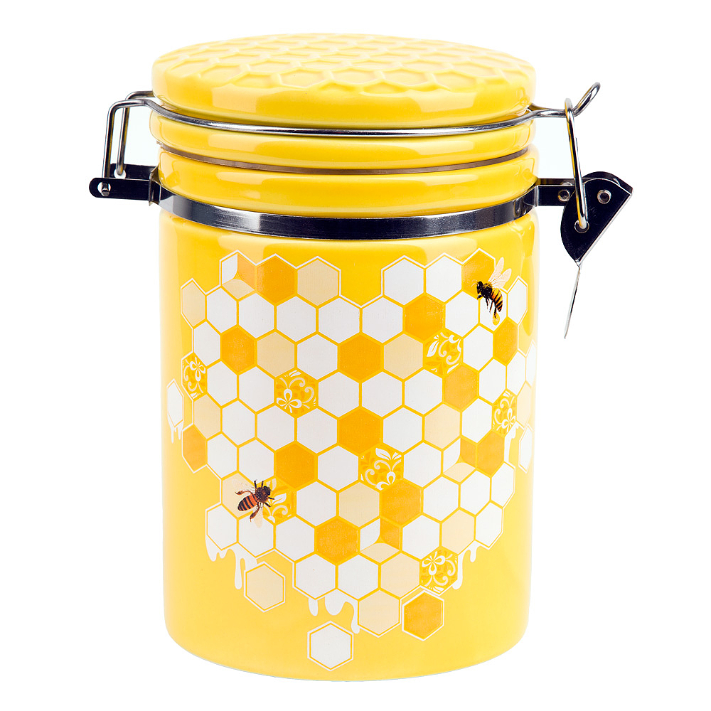 Банка для сыпучих продуктов (клипс) Honey 15*10*16,5см. v=800мл. (подарочная упаковка) KENG-L2520966 - фото