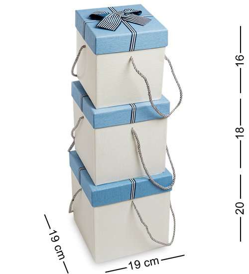 Набор коробок из 3шт Куб цв.бел./голуб. WG-10-A 113-301063 - фото