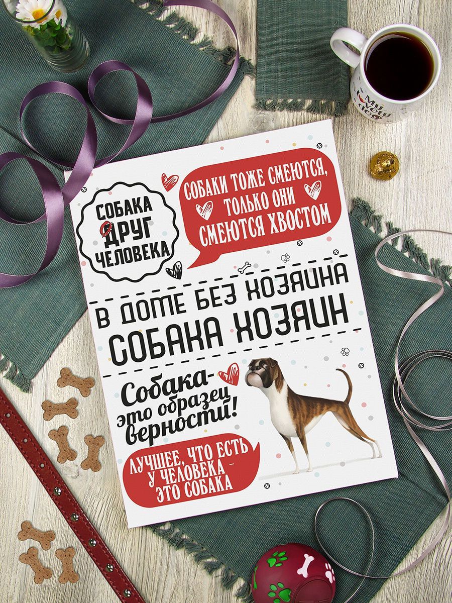 Картина Человек собаке друг: Боксер 30х40, упаковка пленка с картонными углами KGP-10051837 - фото