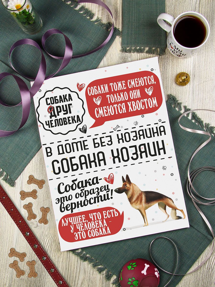 Картина Человек собаке друг: Немецкая овчарка 30х40, упаковка пленка с картонными углами KGP-10051840 - фото