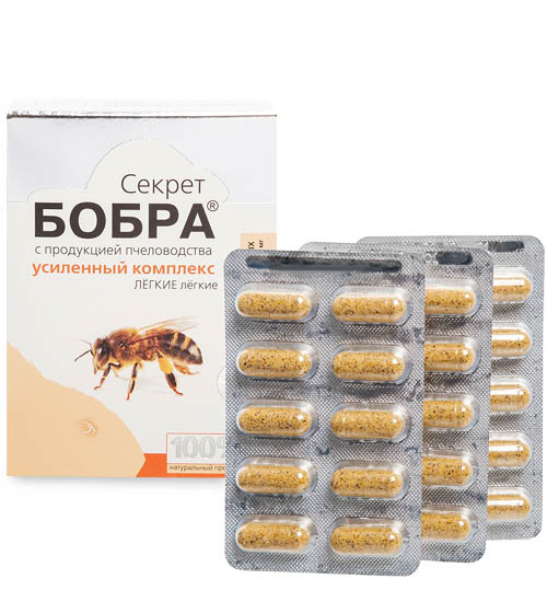 Капсулы с продукцией пчеловодства. Легкие легкие №30*0,5 г, блистер MED-06/15 Секрет бобра 113-85113 - фото