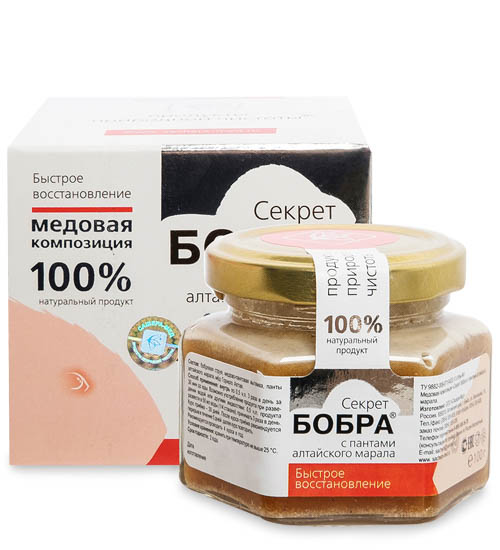 Медовая композиция с пантами алтайского марала, 100 г MED-06/10 Секрет бобра 113-85052 - фото