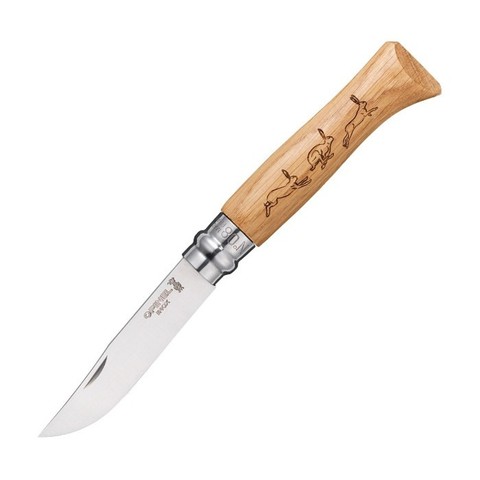 Нож Opinel №8 Animalia, рукоять дуб, заяцKSZ-001623 - фото