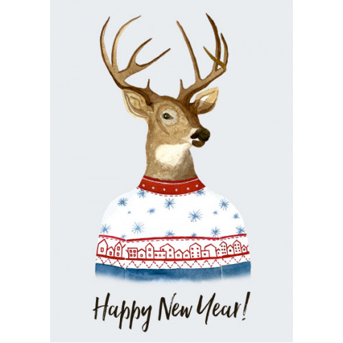 Авторская открытка Happy New Year Deer - фото