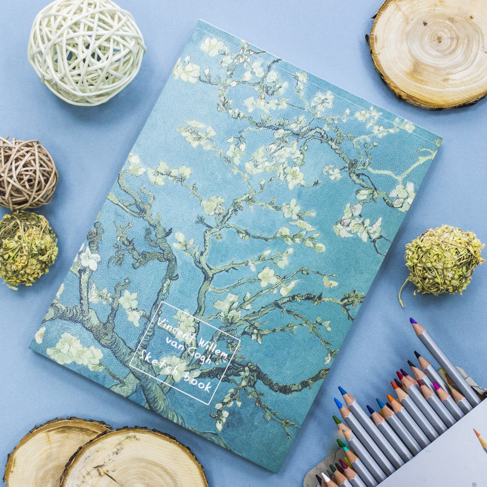 Блокнот ван гог. Van Gogh Sketchbook. Sketchbook Vincent van Gogh. Скетчбук Ван Гог Цветущий миндаль. Ван Гог подарок.