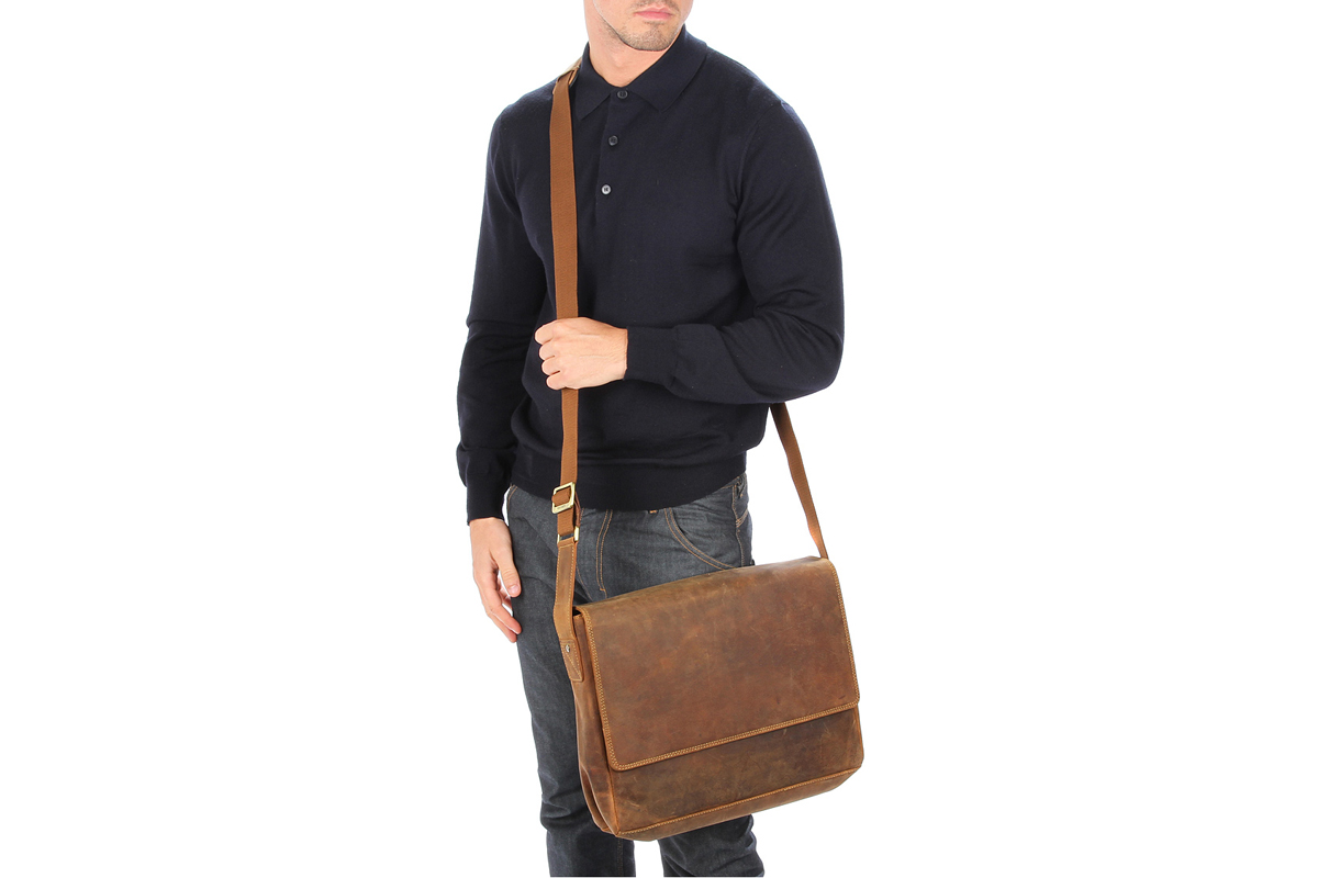 Мужская коричневая сумка через плечо